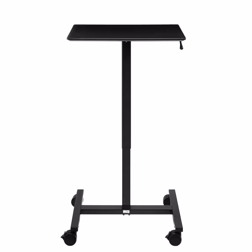 Seville Classics airLIFT 24.4 in. Rectangular Black Gas-Spring Sit-Stand Mobile Laptop Computer Cart Desk with Adjustable Height