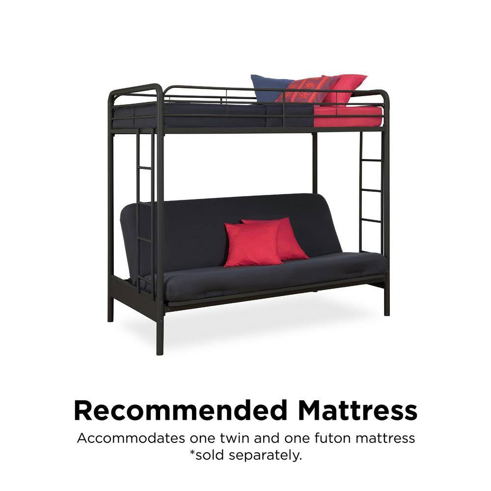 DHP Easton Black Metal Twin Over Futon Bunk Bed