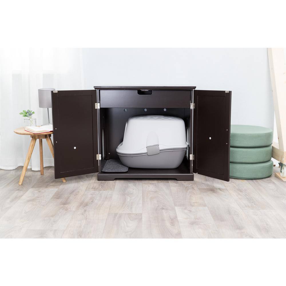 TRIXIE XL Wooden Litter Box Enclosure with Drawer, Brown