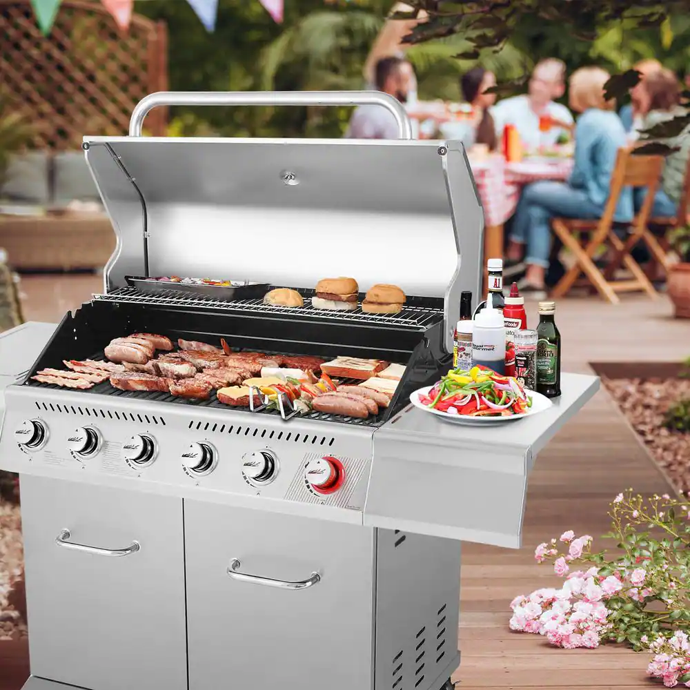Royal Gourmet 6-Burner Propane Gas Grill in Stainless Steel with Sear Burner and Side Burner