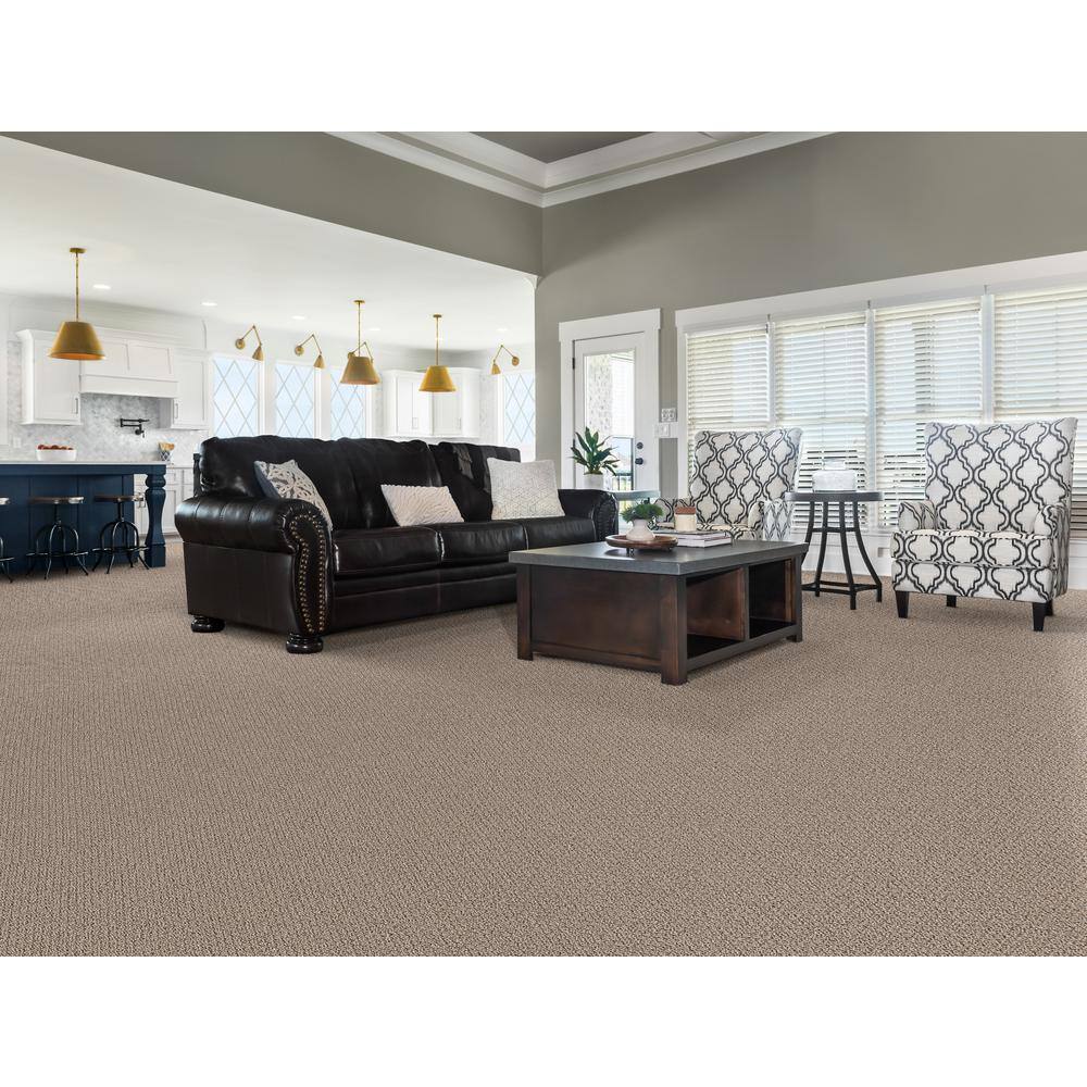Home Decorators Collection Tower Road - Good Earth - Brown 32.7 oz. SD Polyester Loop Installed Carpet