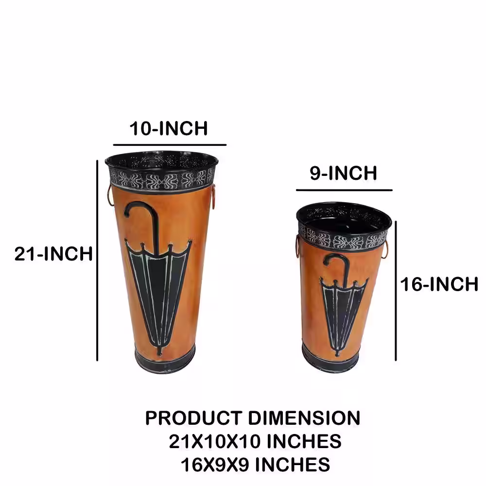 Benjara Brown Metal Umbrella Stand