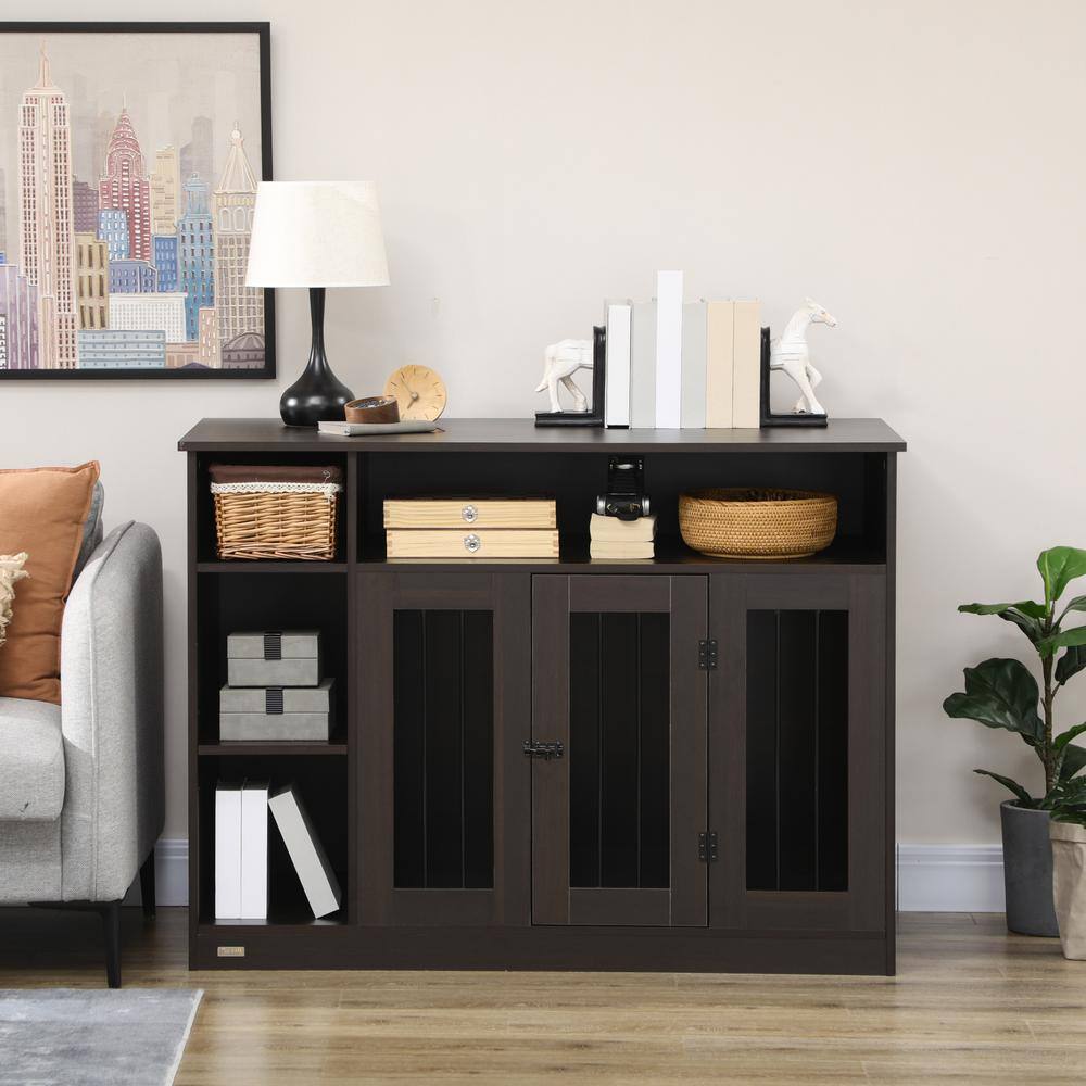 PawHut 47 in. x 23.5 in. x 35 in. Dog Crate Furniture with Storage Space, Pet Cage for Large Medium Dogs, Brown