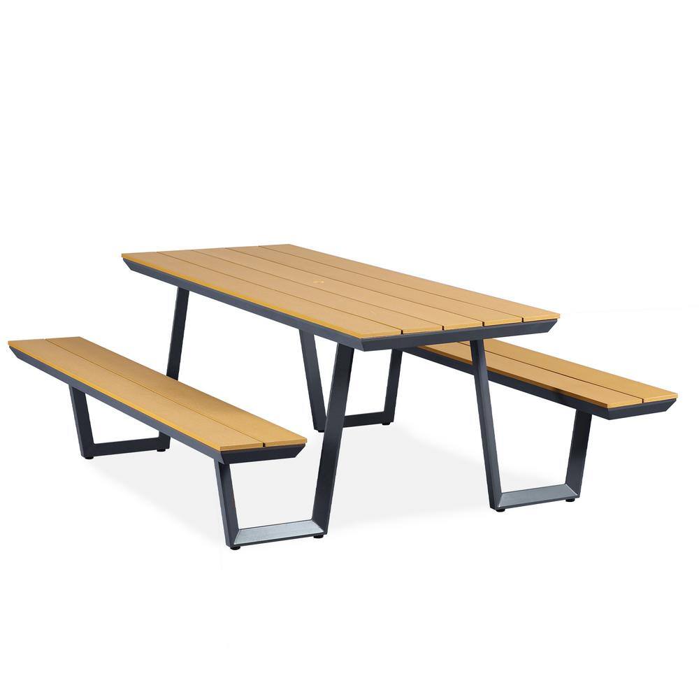 None 78 in. Brown Rectangle Picnic Table