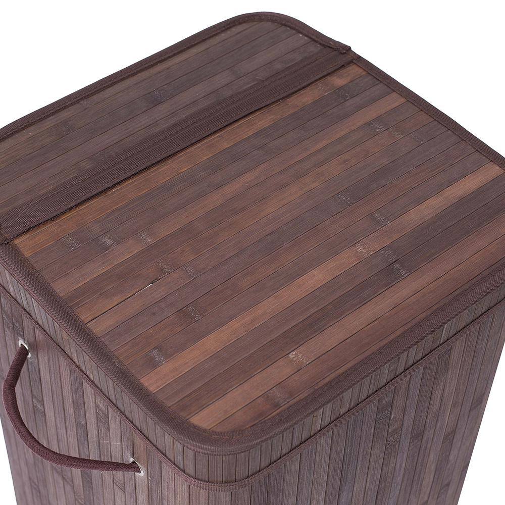 BirdRock Home Espresso Bamboo Square Laundry Hamper with Lid and Cloth Liner