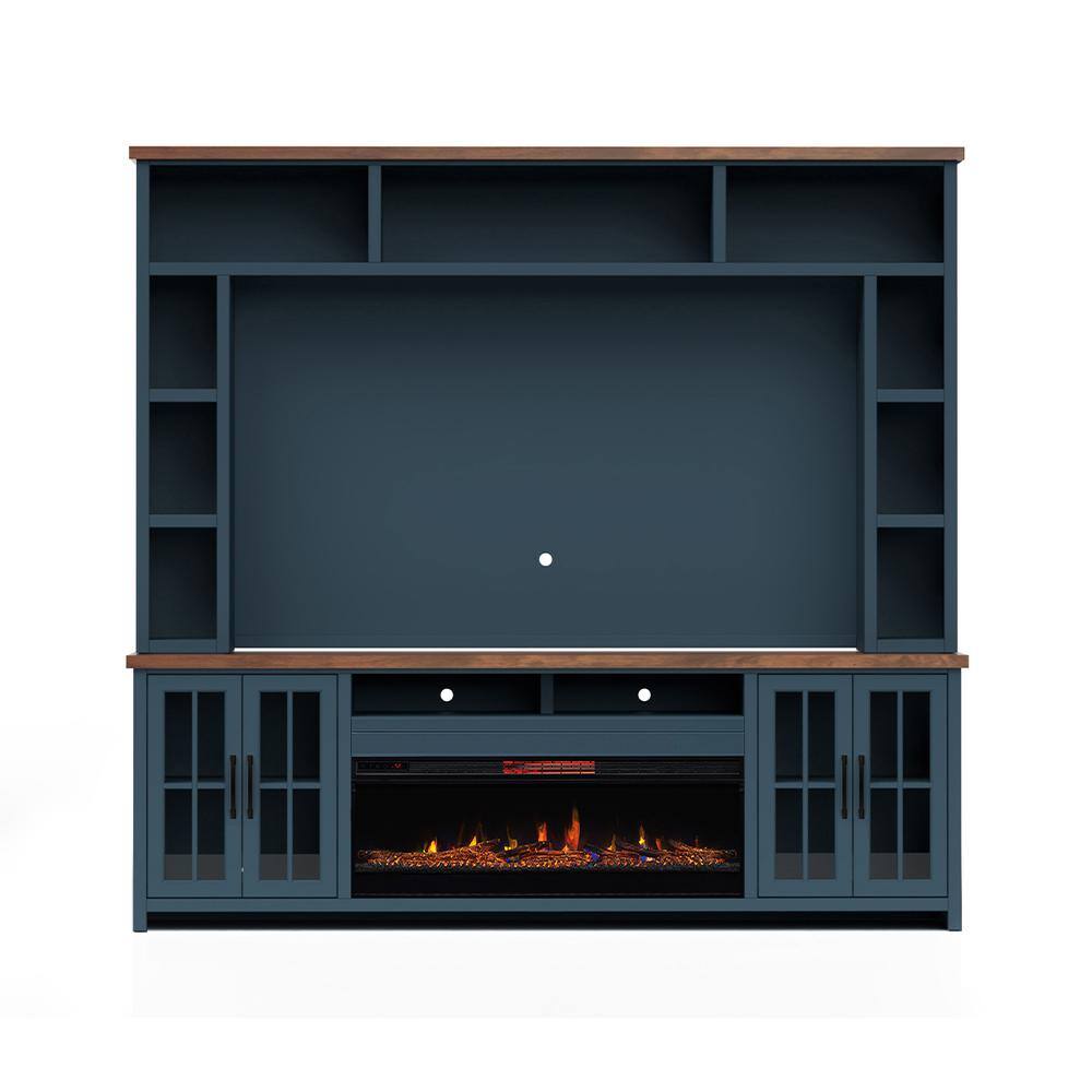 Bridgevine Home Nantucket Denim & Whiskey TV Stand Fits TV's up to 85 in. with Electric Fireplace