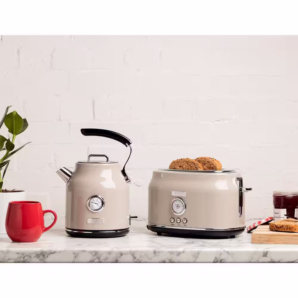 HADEN Retro Style 12 Cup Programmable Coffee Maker with 2 Slice Toaster, Beige