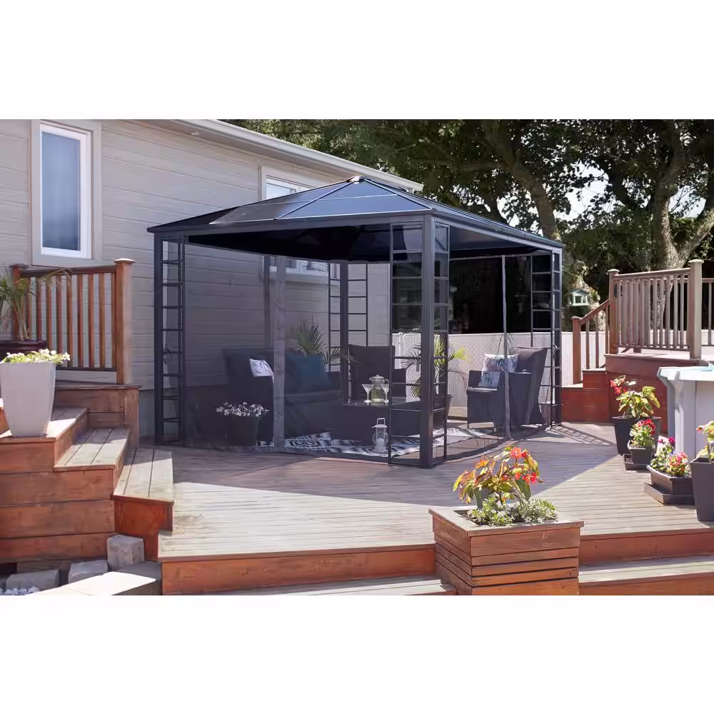 Sojag Turia 10 ft. x 12 ft. Grey Steel Framed Gazebo
