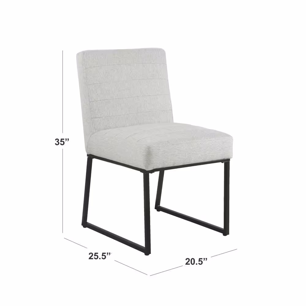 Homepop Channeled Sustainable Gray Woven Upholstery Metal Dining Chair