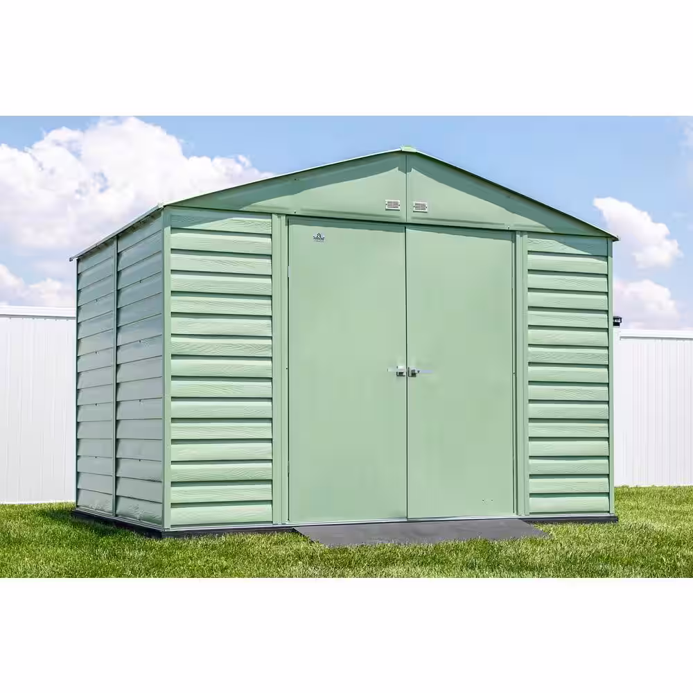 Arrow Select 10 ft. W x 8 ft. D Sage Green Metal Shed (74 sq. ft.)