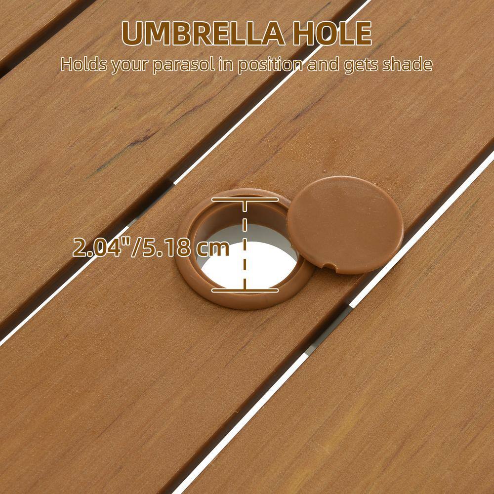 DEXTRUS 3-Piece Patio Dining Set with Rectangular Table and Two Long Benches