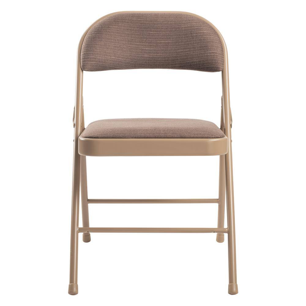 None 900 Star Trail Brown Fabric Padded Metal Frame Folding Chair (4-Pack)