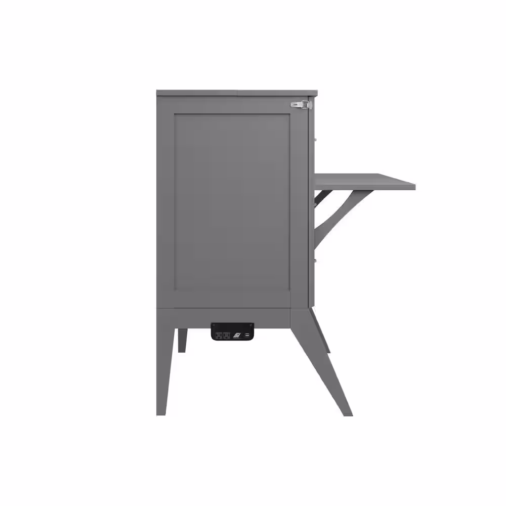 None Northampton Gray Murphy Bed Desk with Full Mattress