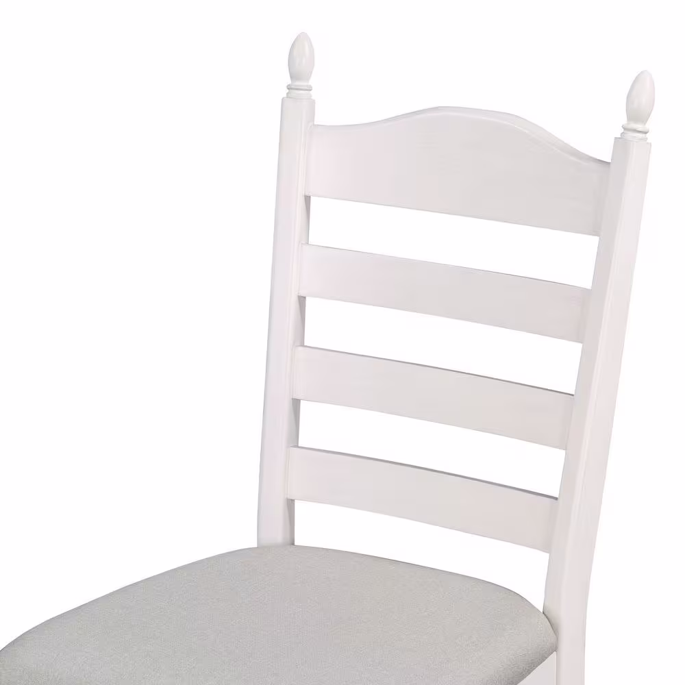 Harper & Bright Designs Retro 5-Piece Off White Wood Top Extendable Round Dining Table Set with 4-Upholstered Chairs