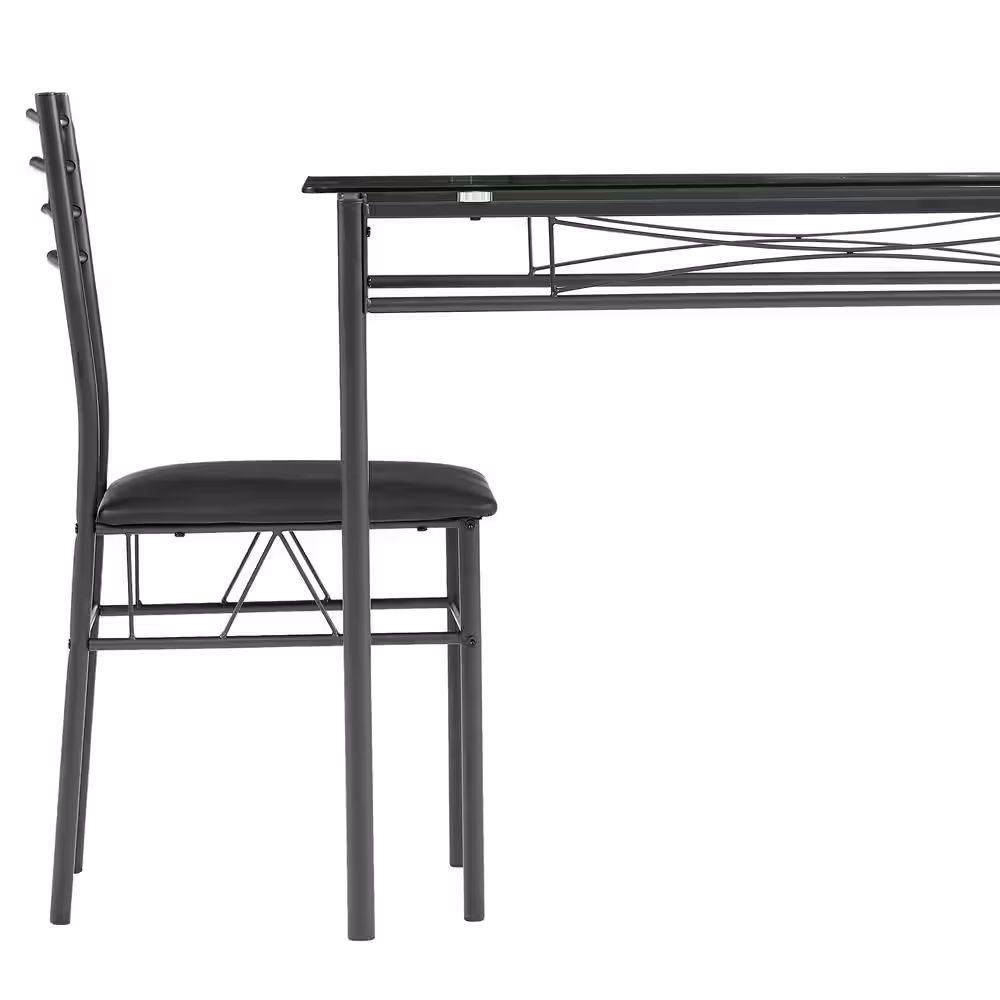 VECELO 5 Pcs Dining Table Set, Home Dining Table and 4 Chairs Set with Tempered Glass Tabletop Padded Seatï¼?3.3