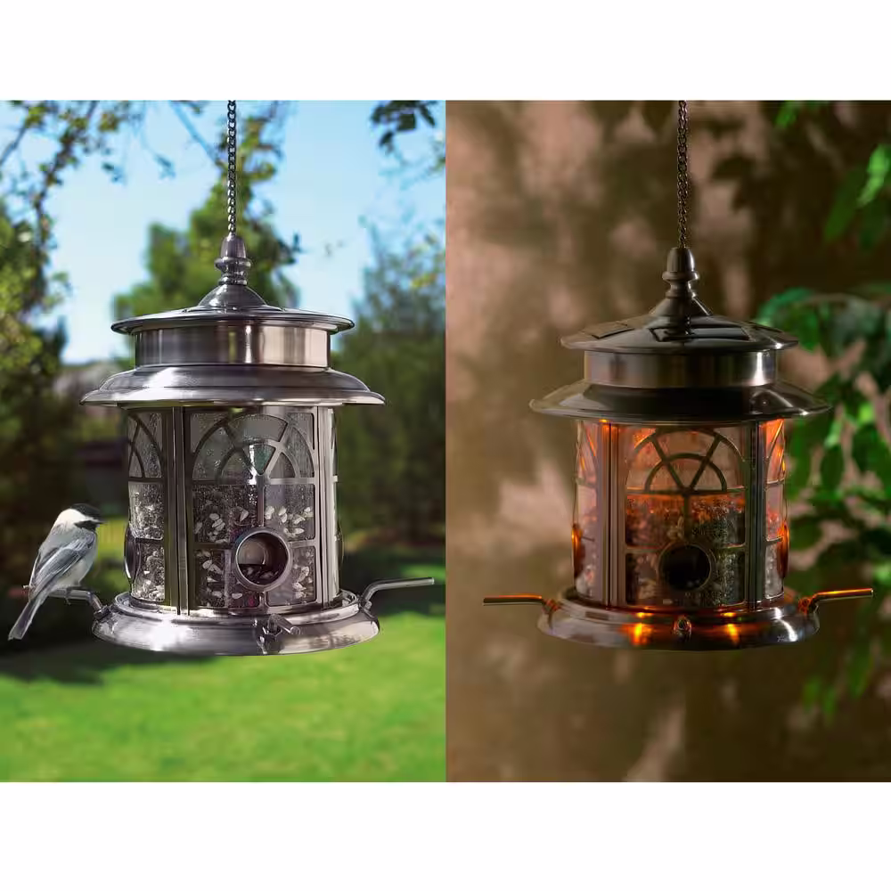 SunRay Arch Inlay Copper Solar Bird Seed Feeder