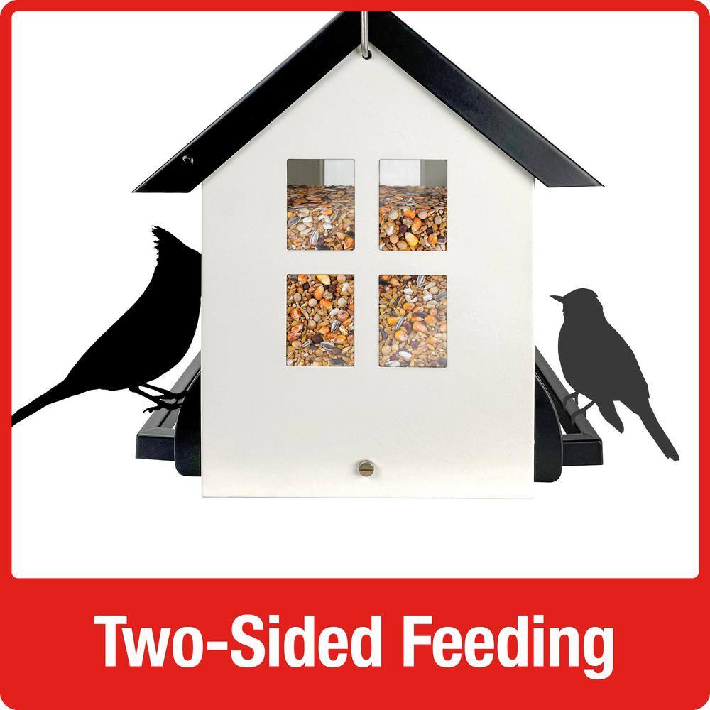 None Choice White Metal Hopper Bird Feeder