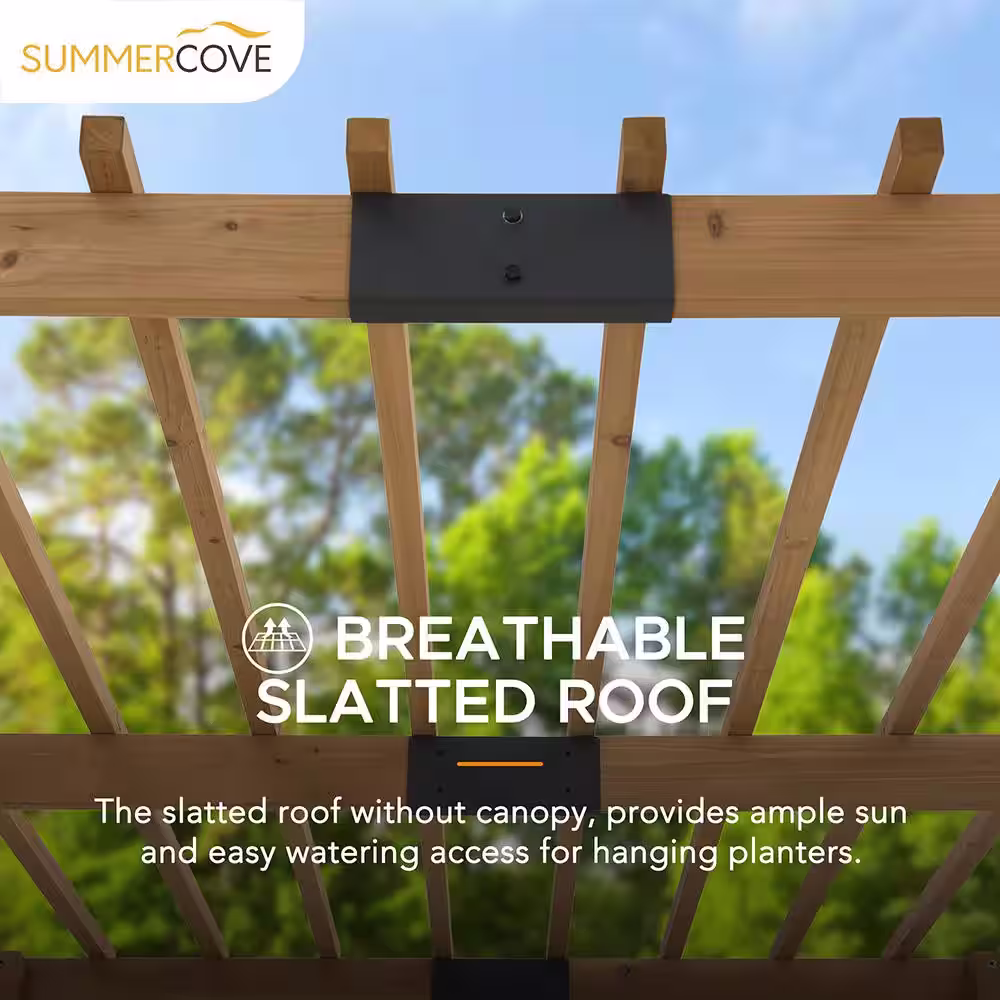 Sunjoy Sophia 10 ft. x 10.5 ft. Cedar Wood Pergola with Adjustable Hanging Planters