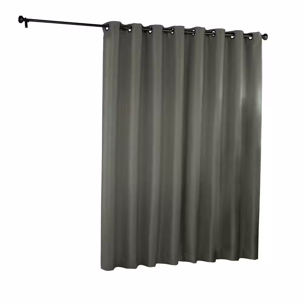 Eclipse Bryson Thermaweave  Grey Solid Polyester 100 in. W x 84 in. L Room Darkening Single Grommet Top Curtain Panel