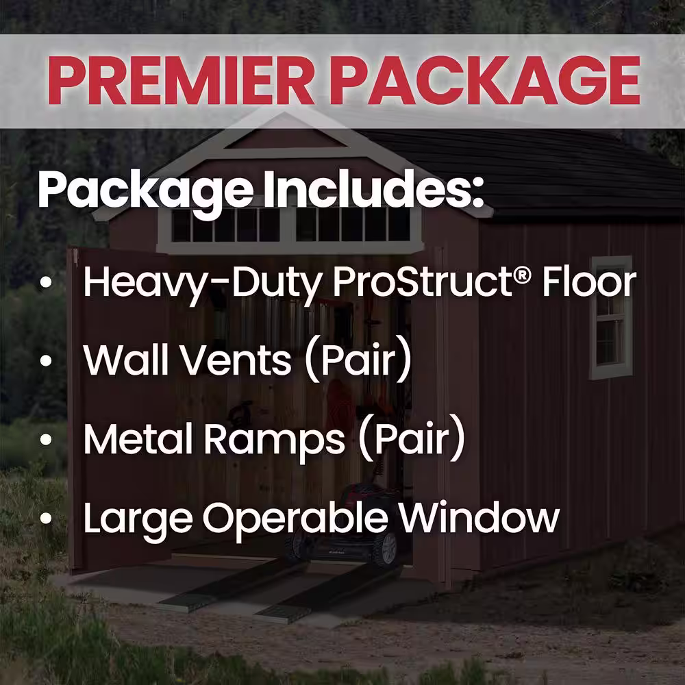 Handy Home Products Pro Installed Majestic Premier 8 ft. W x 12 ft. D Wood Shed with Floor Window and Ramp Upgrade-Gray Shingle (96 sq. ft.)