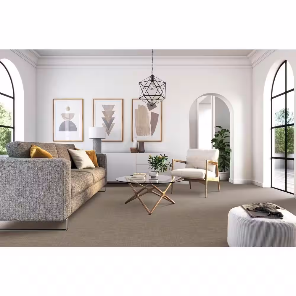 Home Decorators Collection Tailored - Parchment - Beige 38 oz. SD Polyester Pattern Installed Carpet