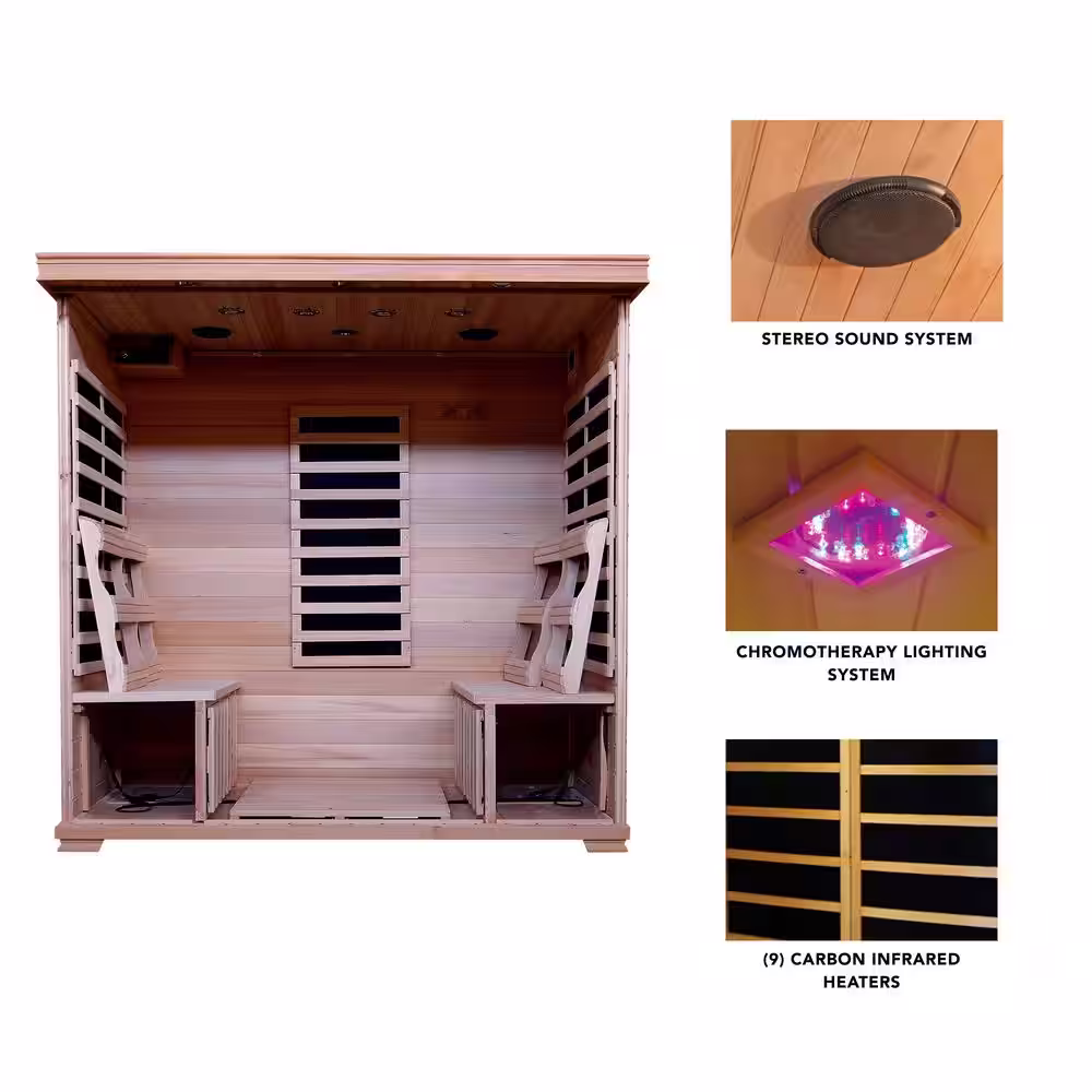 Radiant Sauna 4-Person Hemlock Infrared Sauna with 9 Carbon Heaters