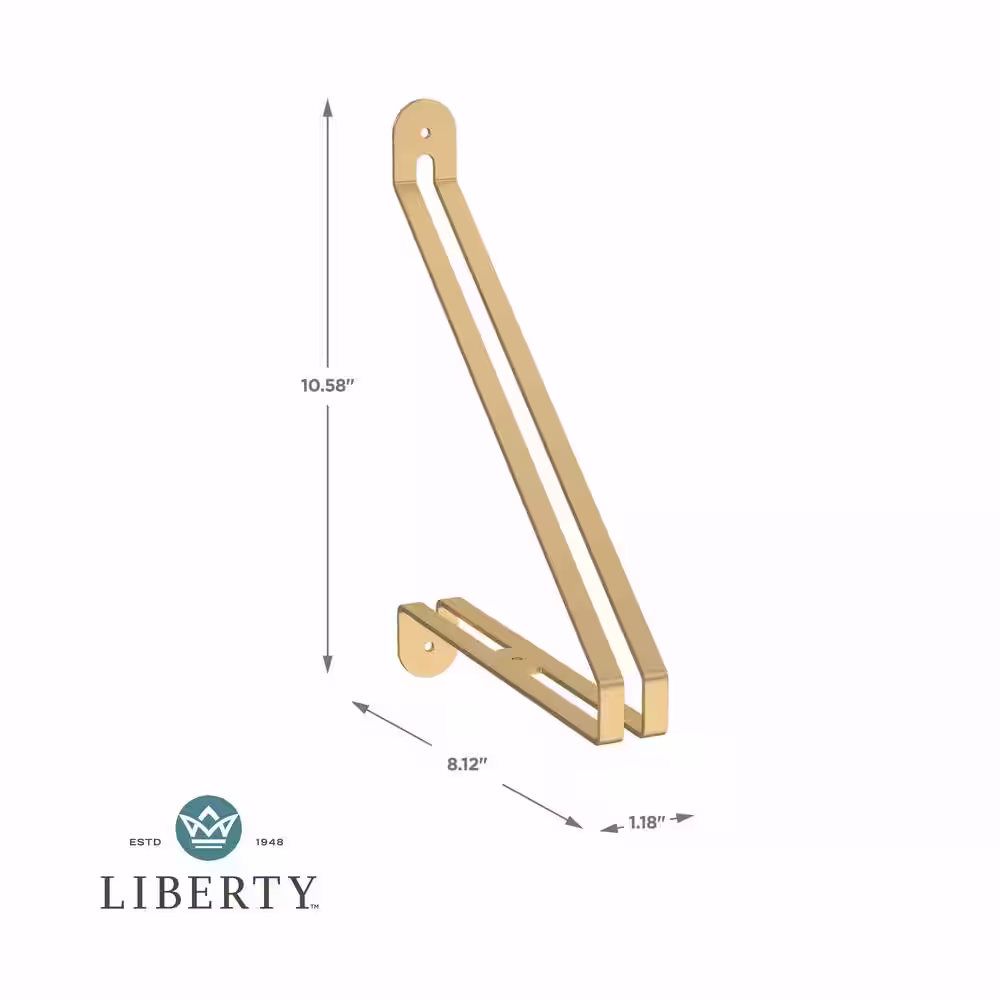 Liberty 8.1 in. x 10.6 in. Sleek Modern Satin Gold Shelf Bracket 2-Pack