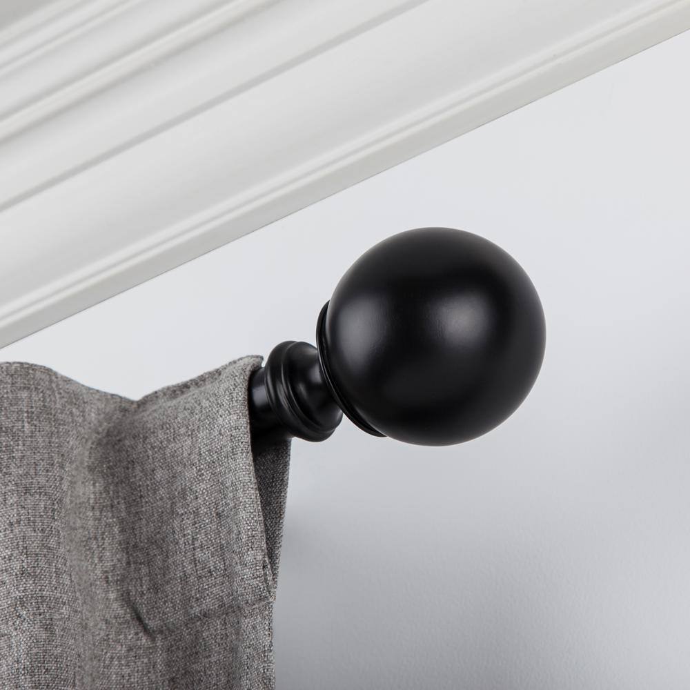 Snugset Ethan 72 in. x 144 in. Easy-Install Optional No Tools Adjustable 1 in. Single Rod Kit in Black with Ball Finials