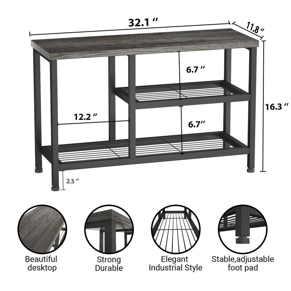None 16.3 in. H 8-Pair 3-Tier Black Metal Shoe Rack