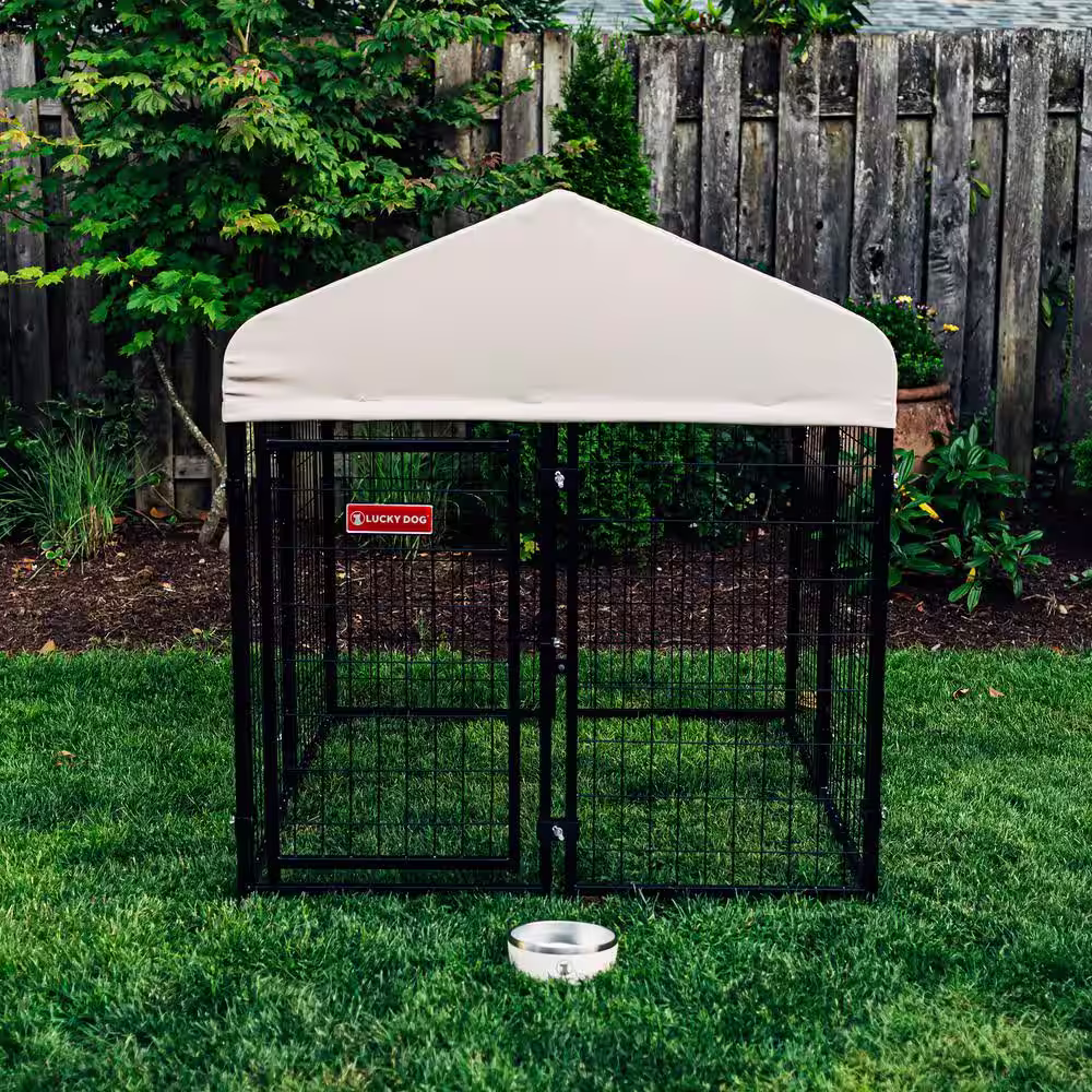 Lucky Dog Stay Series Khaki Studio Jr. Kennel (4 ft. x 4 ft. x 4 ft)