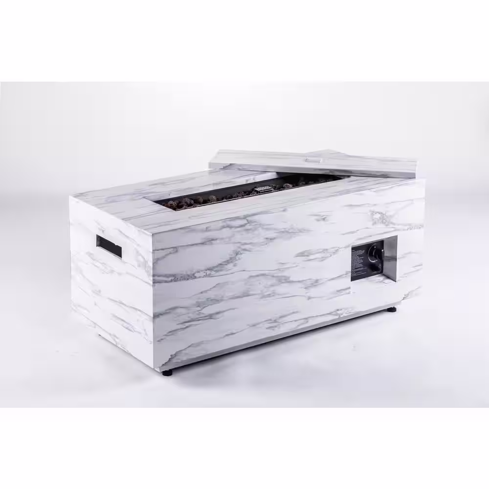 Legacy Heating 42 in. L x 20 in. D x 18.5 in. H 50000 BTU Outdoor Rectangle Propane Light Gray Fire Pit Gas Table