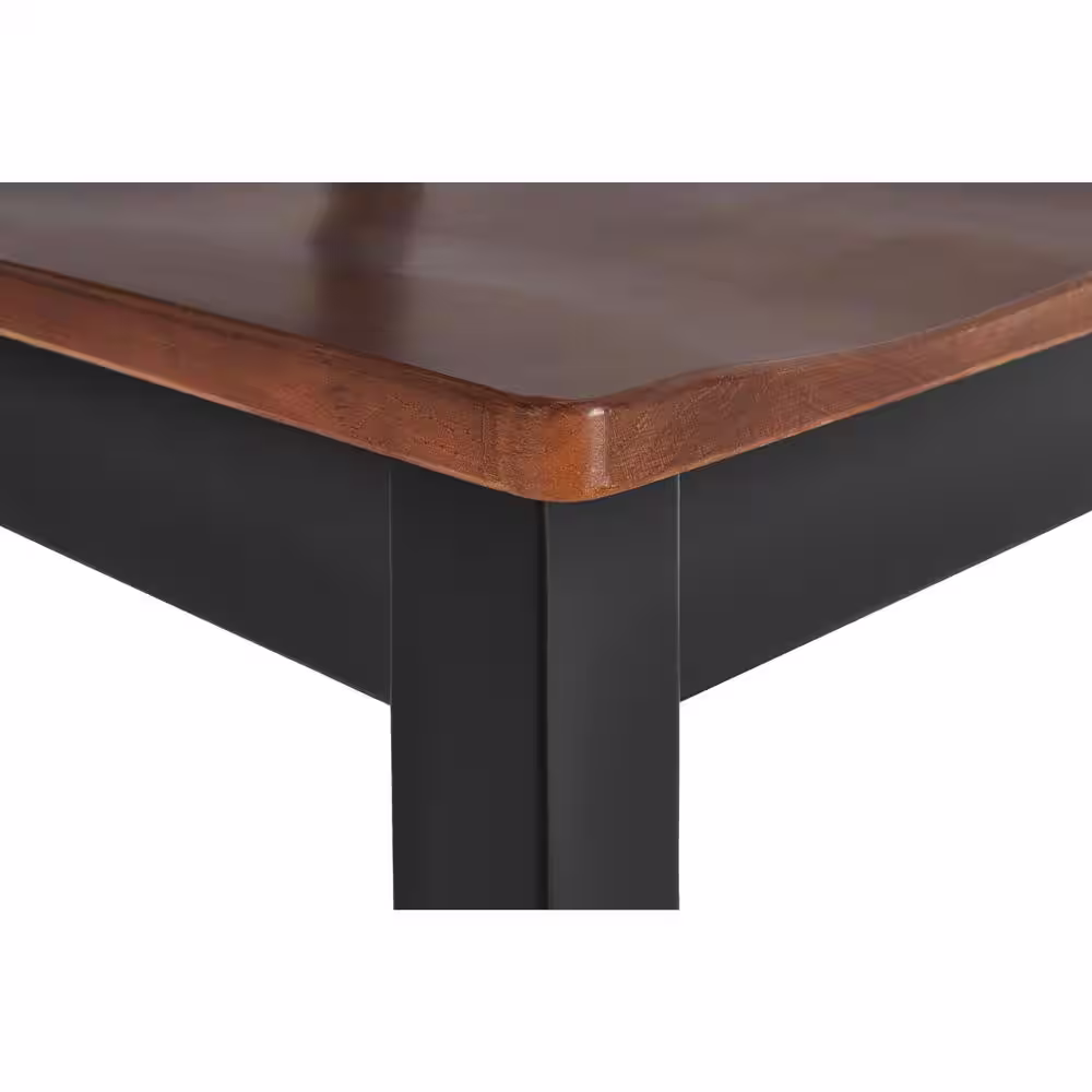 StyleWell Scottsbury Charcoal Black Wood Dining Chair with Slat Back and Walnut Brown Seat (Set of 2)