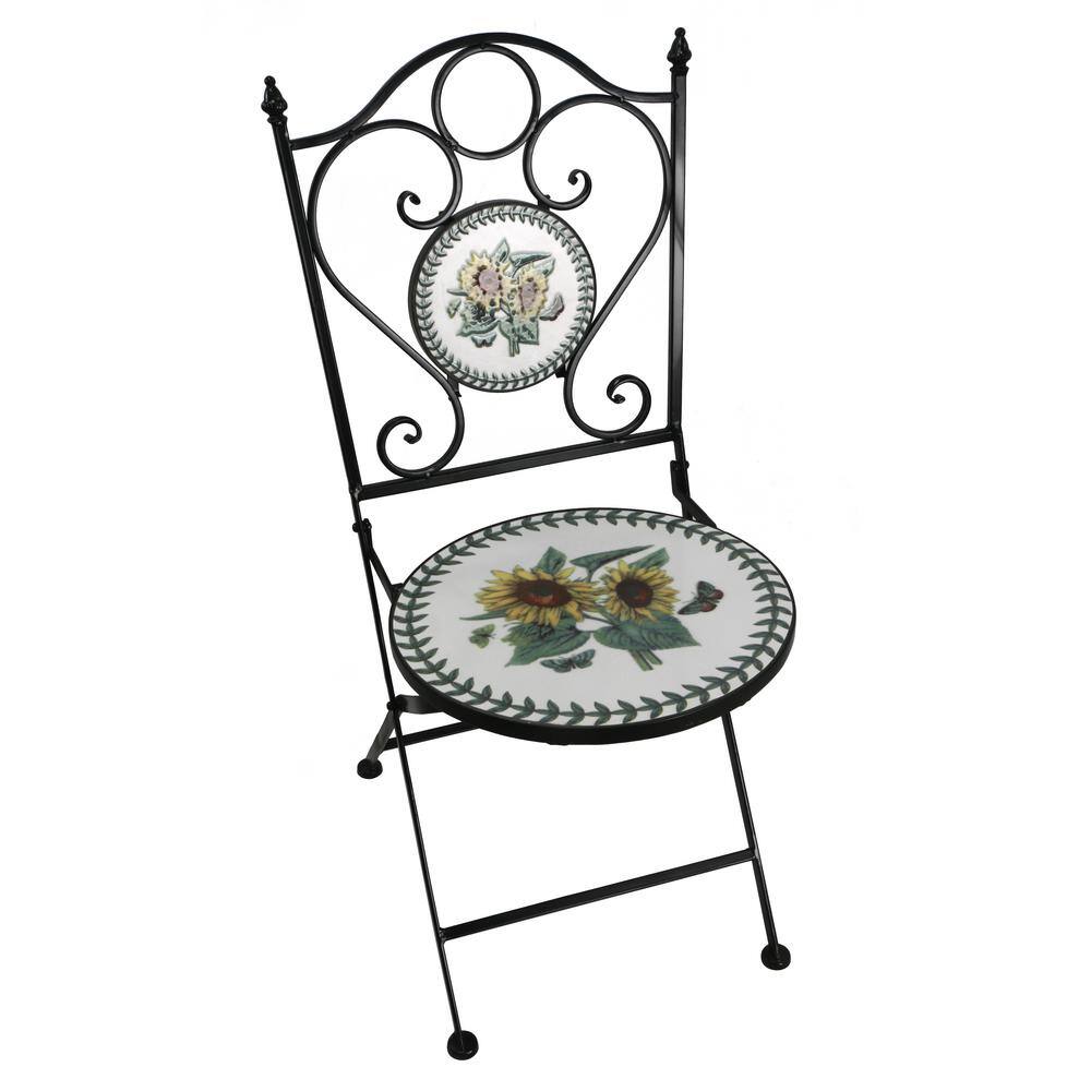 None Round Mosaic 3-Piece Iron Bistro Set Odessa