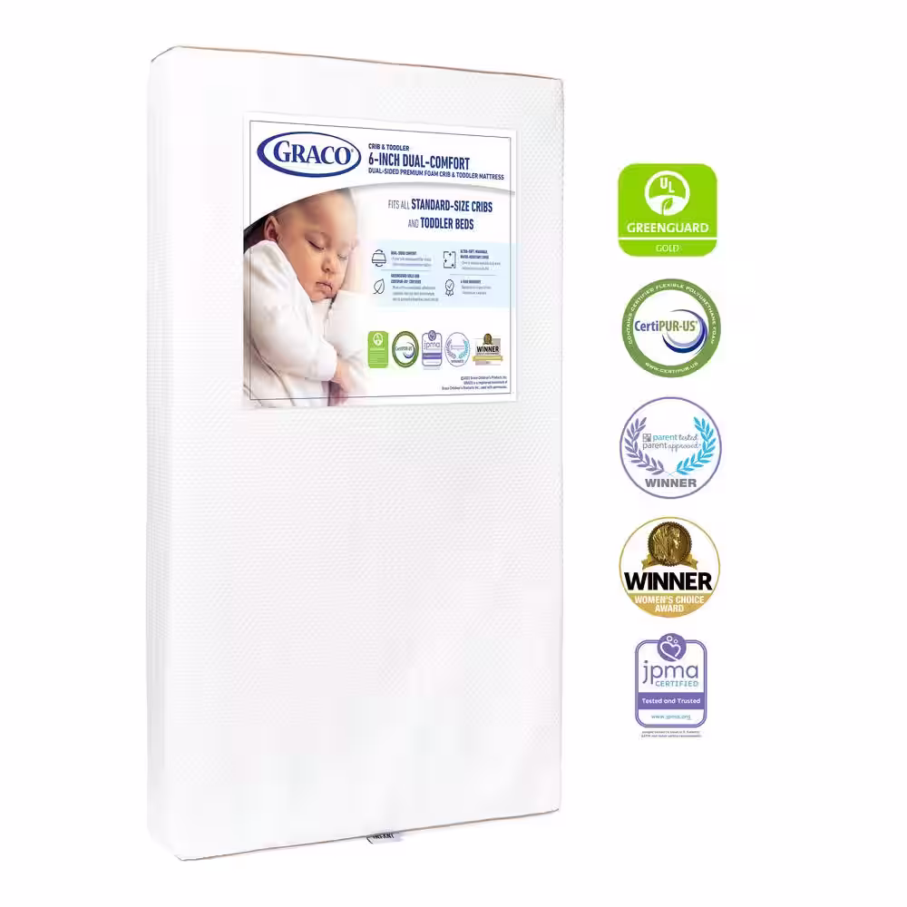 Graco 6 in. Dual-Comfort Foam Crib and Toddler Mattress