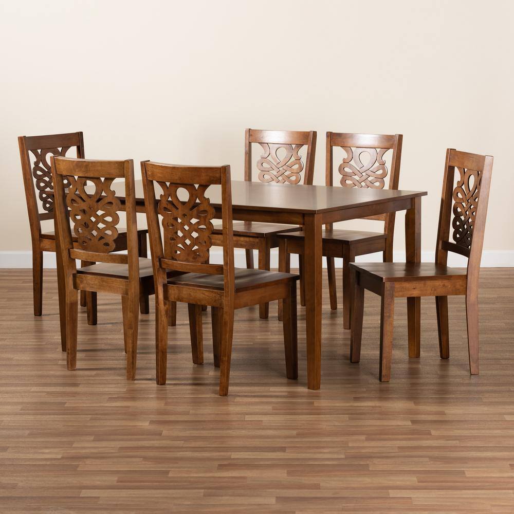 Baxton Studio Luisa 7-Piece Walnut Brown Dining Set