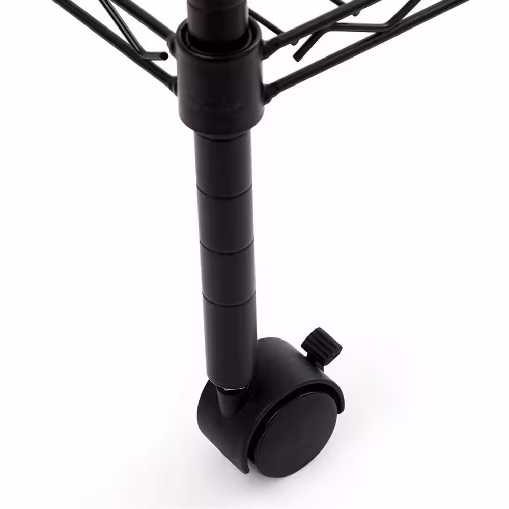 None Black 3-Tier Rolling Metal Freestanding Garage Storage Shelving Unit (13.78 in. W x 33.46 in. H x 23.62 in. D)