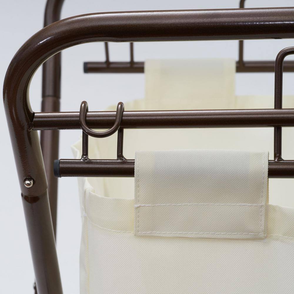 HOUSEHOLD ESSENTIALS Antique Bronze 2 Load Capacity Rolling Laundry Hamper