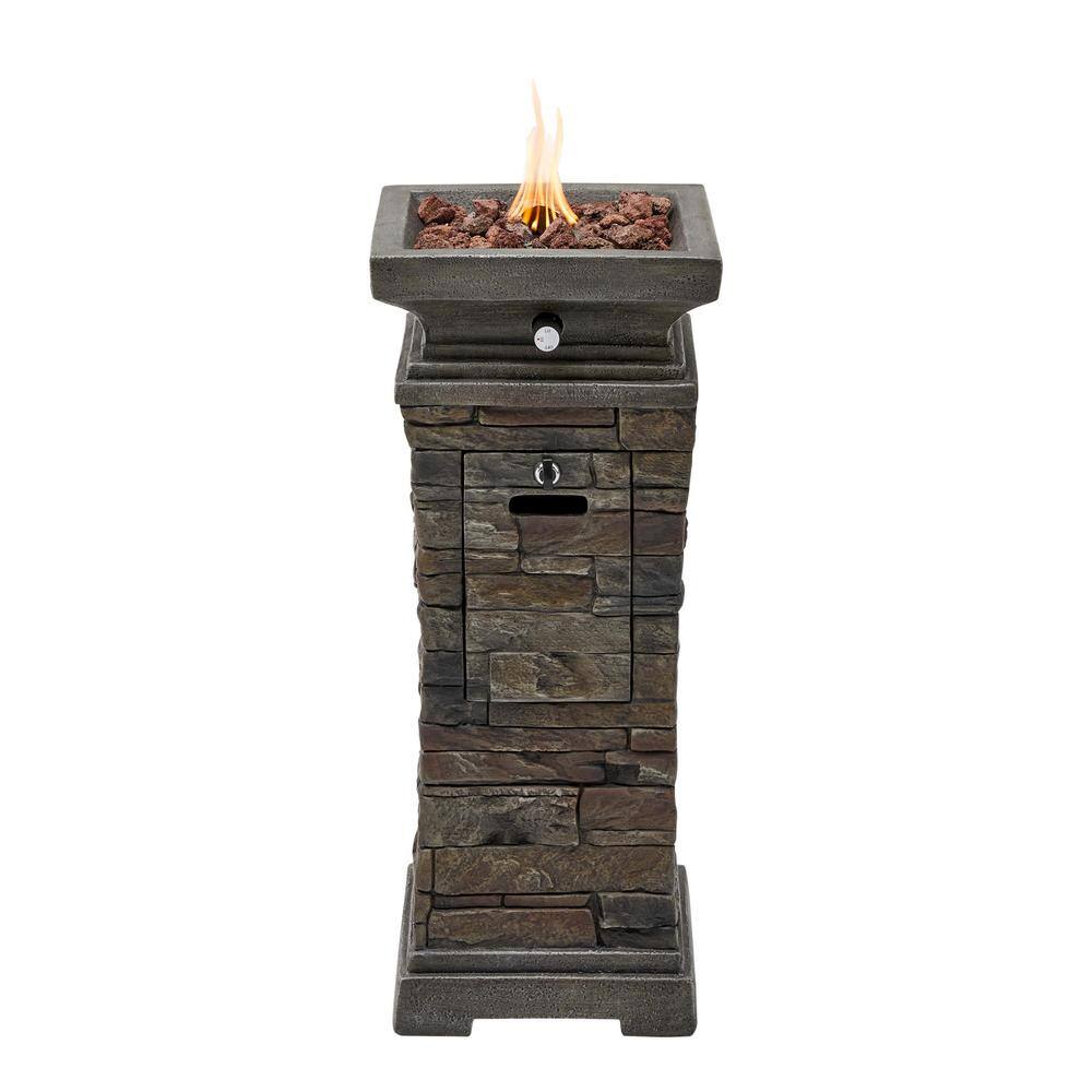 Hampton Bay 29 in. W x 11.8 in. H Square Stacked Stone Fire Column