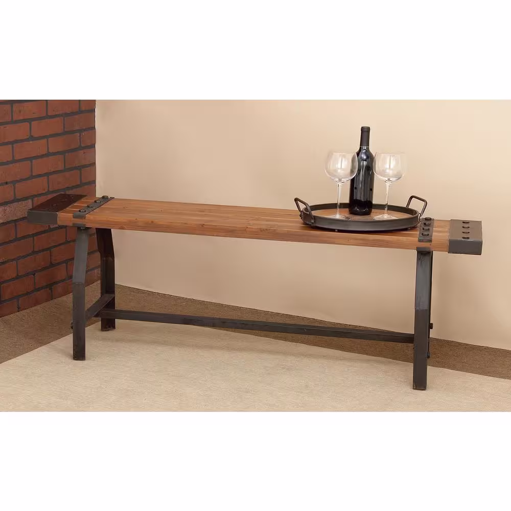 Litton Lane Brown Bench 18 in. X 55 in. X 13 in.