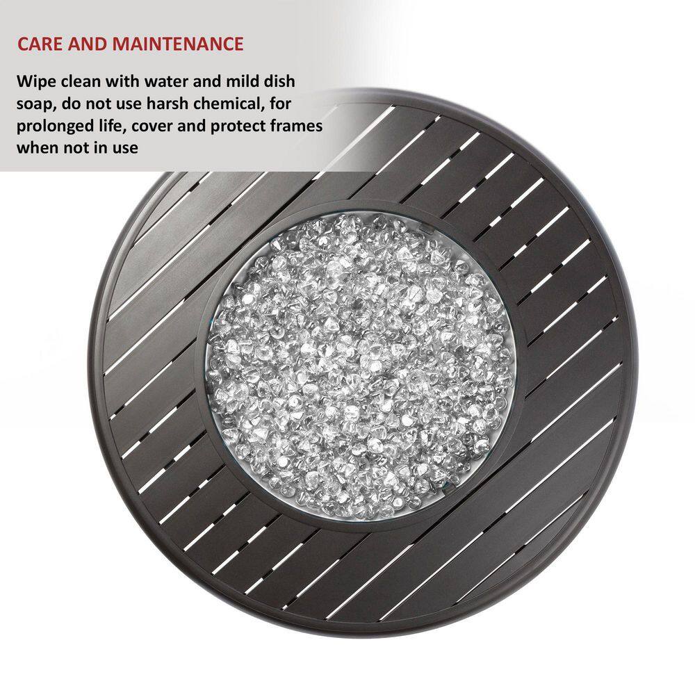 Alfresco Bay Ridge 36 in. x 25 in. Round Aluminum Propane Gas Fire Pit Table with Glacier Ice Firebeads