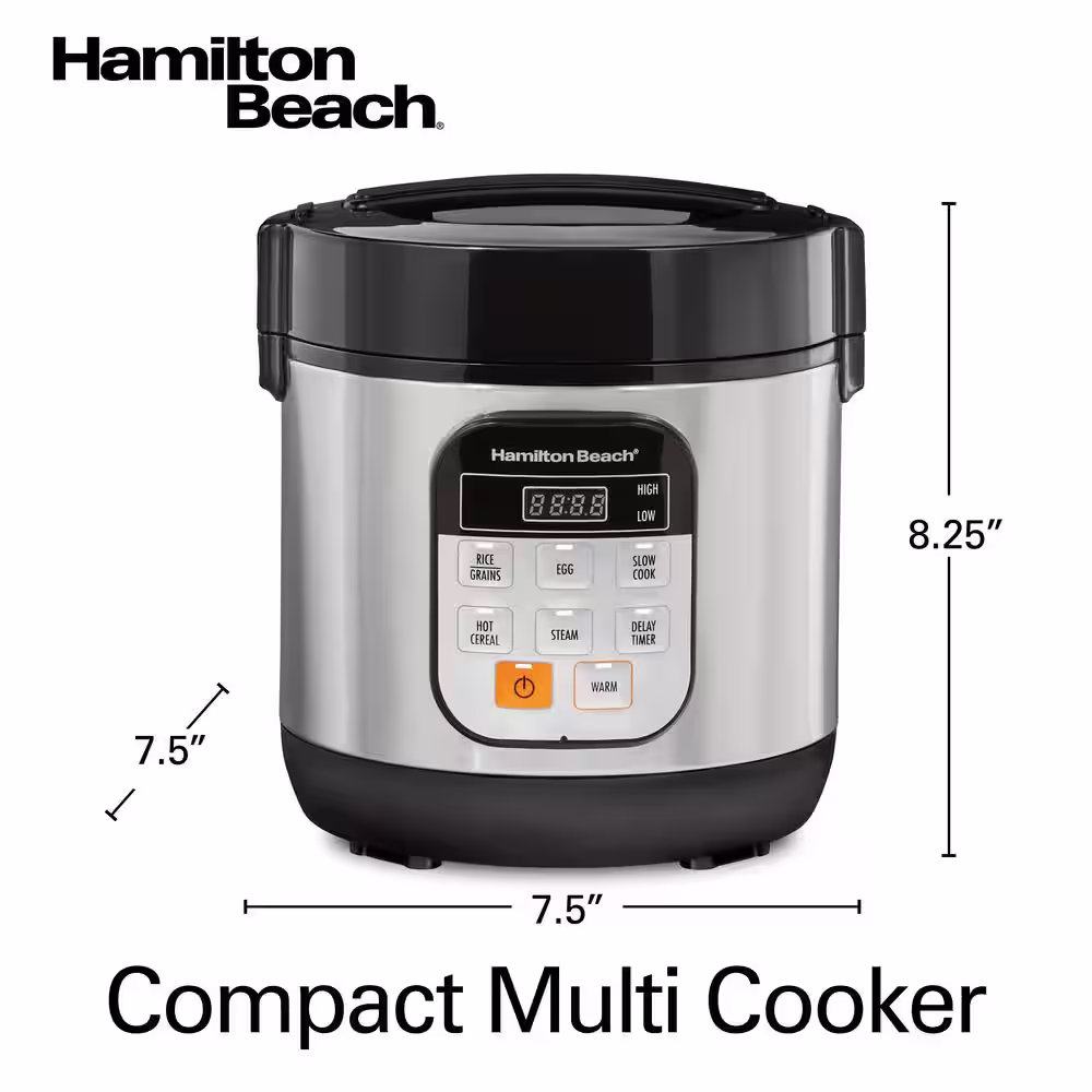 Hamilton Beach Compact 1.5 Qt. Stainless Steel Electric Multi-Cooker
