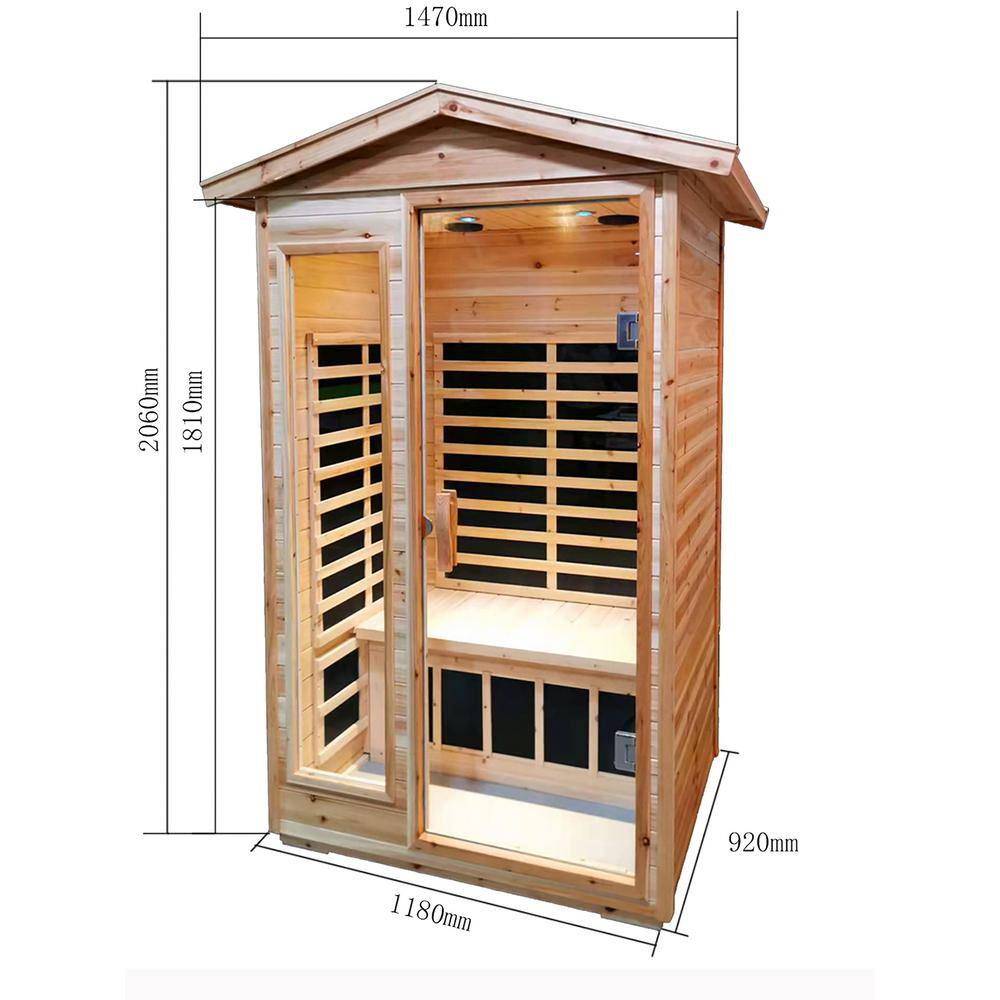Whatseaso 57.87 in. L Two persons Canadian Premium Hemlock Wood Far Infrared Sauna Room 50HZ /120V