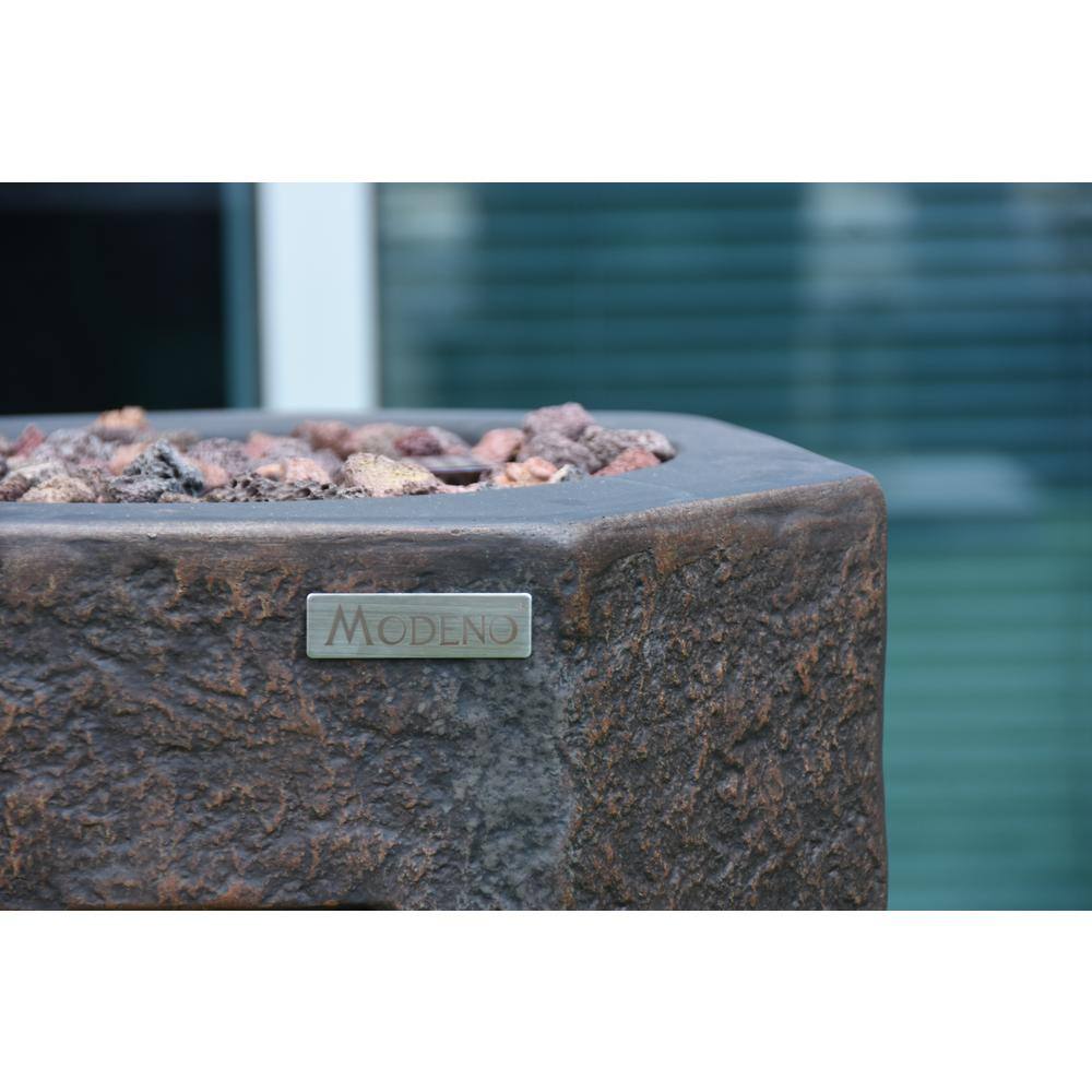 Modeno Basalt 19.6 in. Hexagon Concrete Propane Fire Pit Column in Propane in Classics Brown