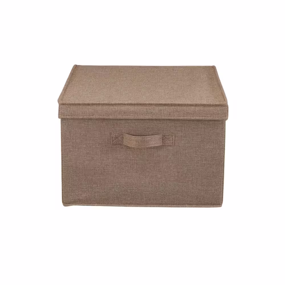 HOUSEHOLD ESSENTIALS 13 Gal. Jumbo Linen Storage Box in Latte (2-Pack)