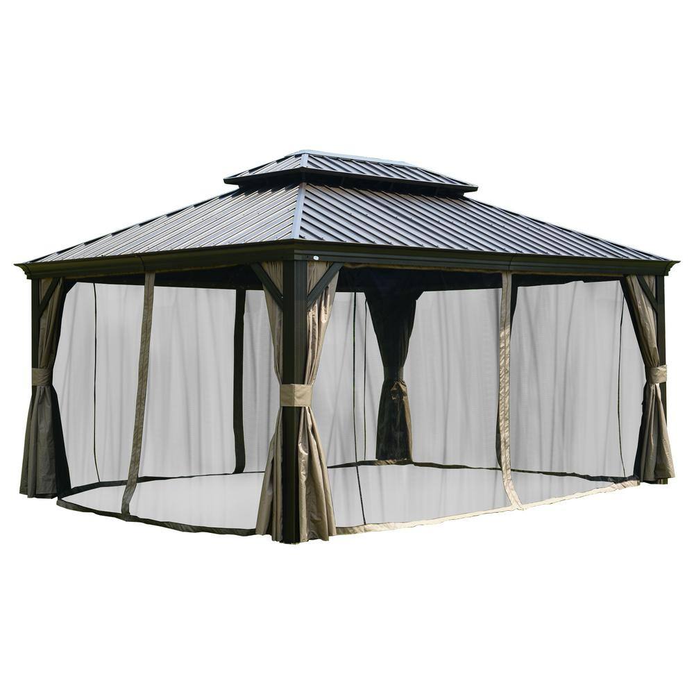 None Alexander Aluminum Hardtop Gazebo 12'x16' Net Set