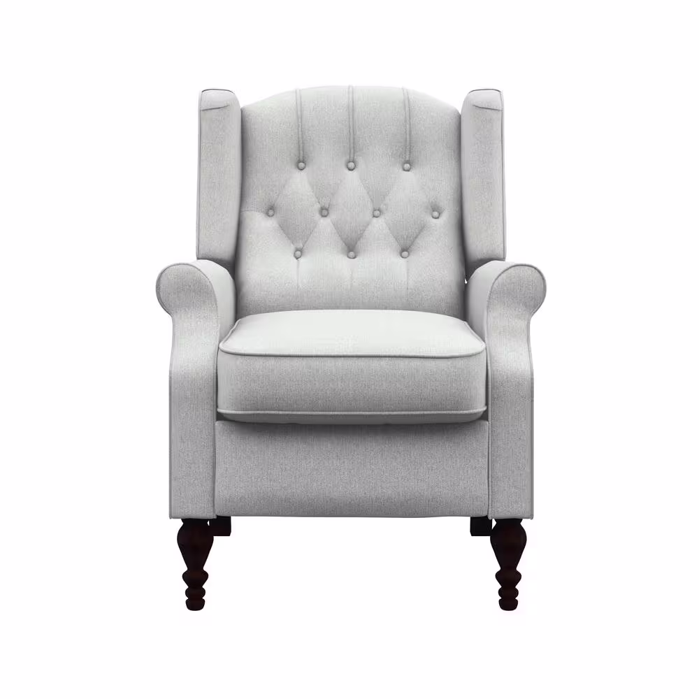StyleWell Waybrook Stone Gray Upholstered Tufted Wingback Pushback Recliner