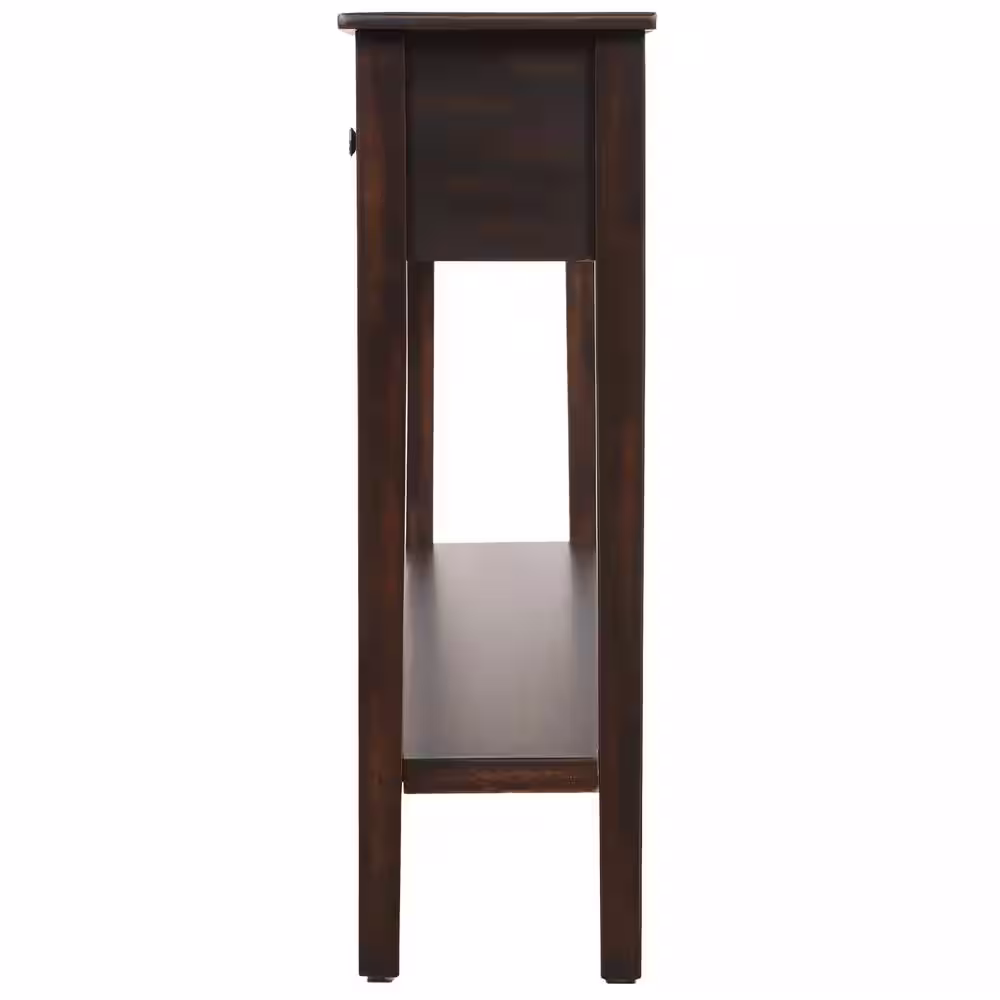 None Black 60 in. Rectangle Entryway Console Table with 4 Drawers Narrow Sideboard Sofa Table with Bottom Shelf