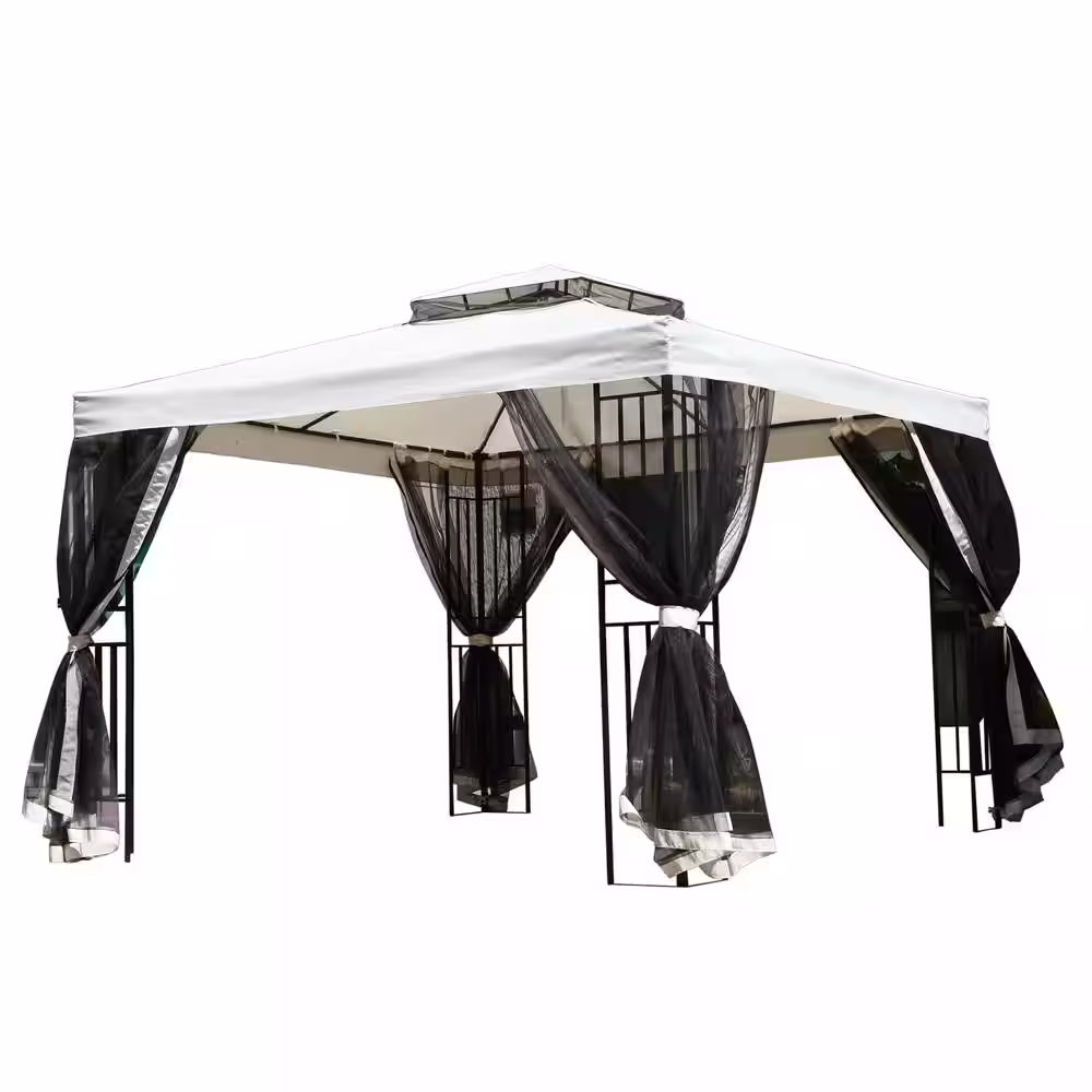 None 11 ft. x 11 ft. Polyester Cloth Canopy Outdoor Pergola Canopy Gazebo