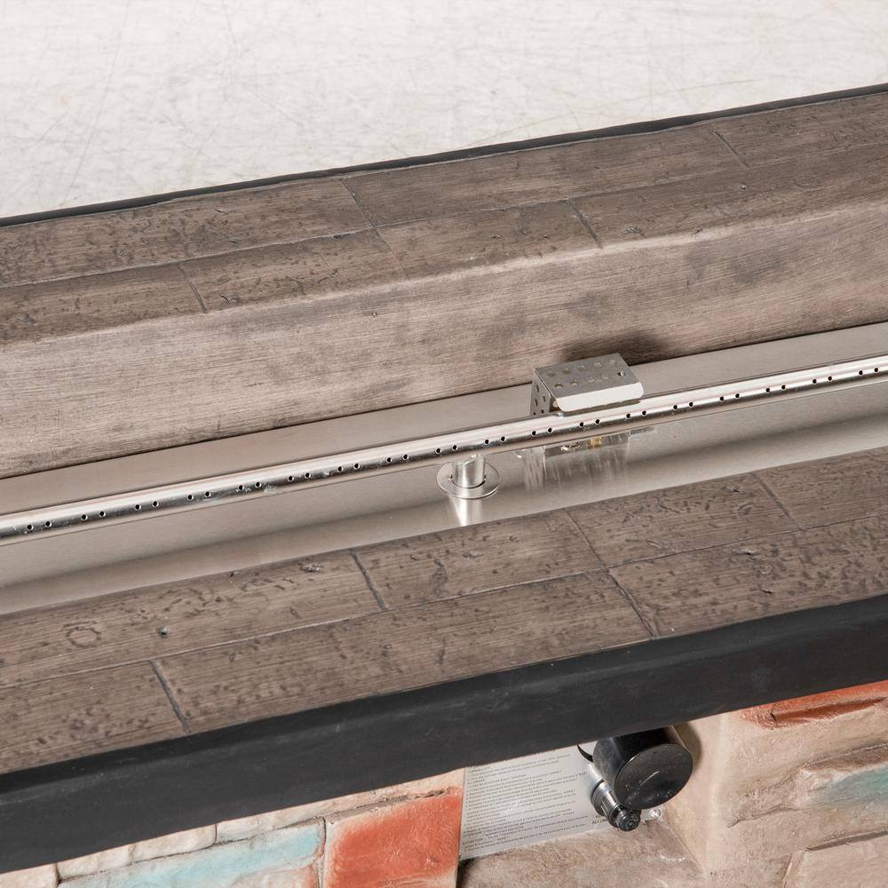 Outsunny Rectangular Stone Fire Pit Table with Protective Cover