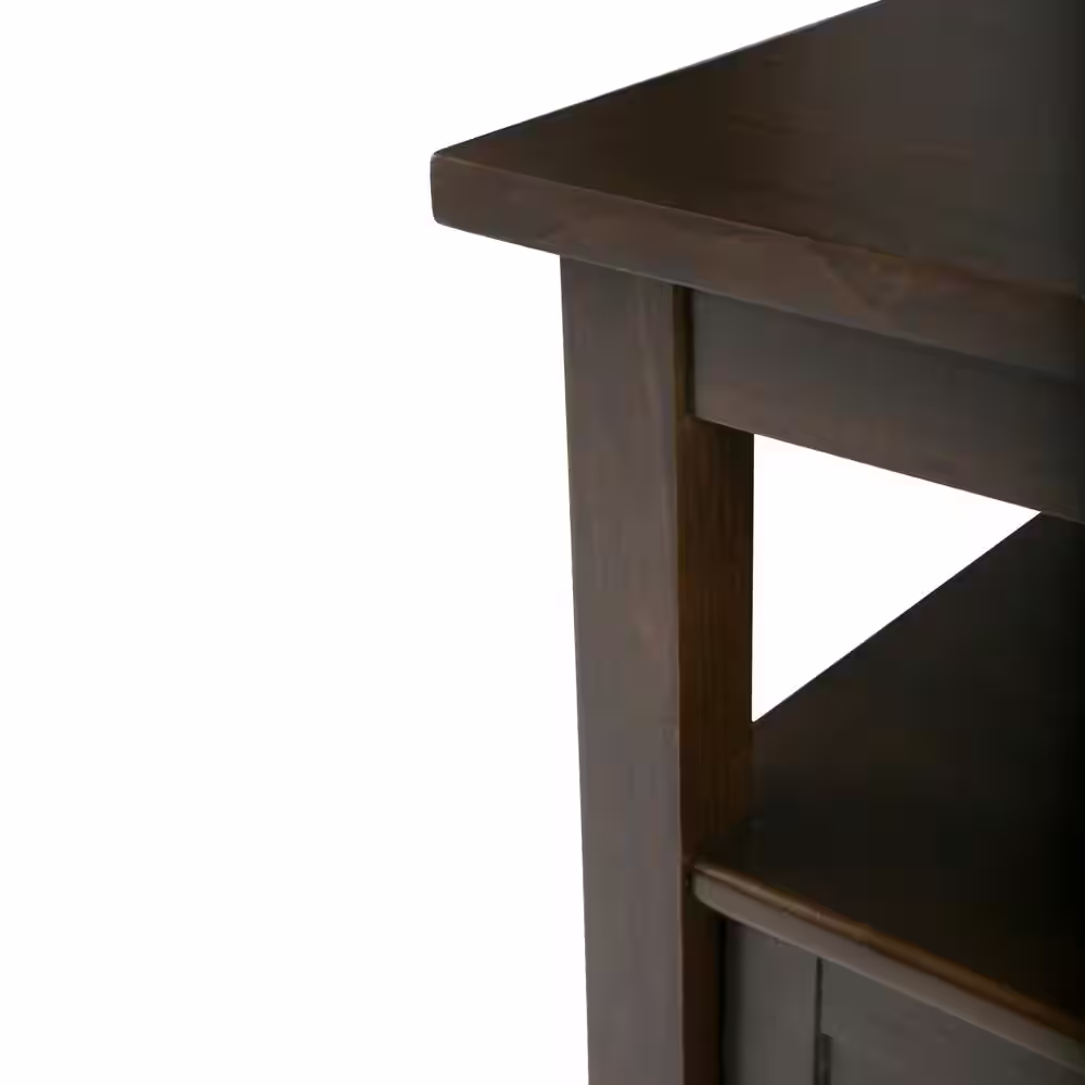 Simpli Home Warm Shaker Solid Wood 20 in. Wide Rectangle Transitional End Side Table in Tobacco Brown
